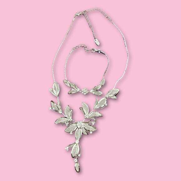 Vintage Christina Collection Necklace and Bracelet Set Silver Tone-Fairycore - Picture 2 of 6